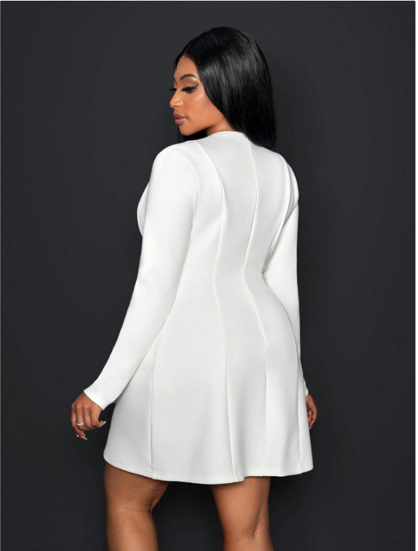 Elegant Sexy Slim Fit V-neck Long-sleeve Dress