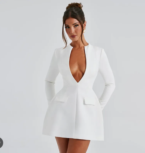 Elegant Sexy Slim Fit V-neck Long-sleeve Dress
